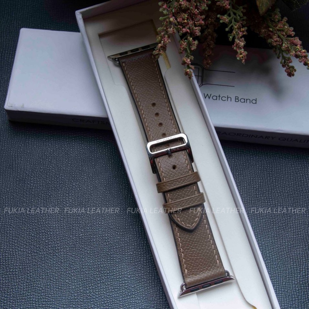 Dây da thủ công Epsom nâu tây dành cho Apple Watch, đồng hồ thông minh, đồng hồ cơ - DTC131