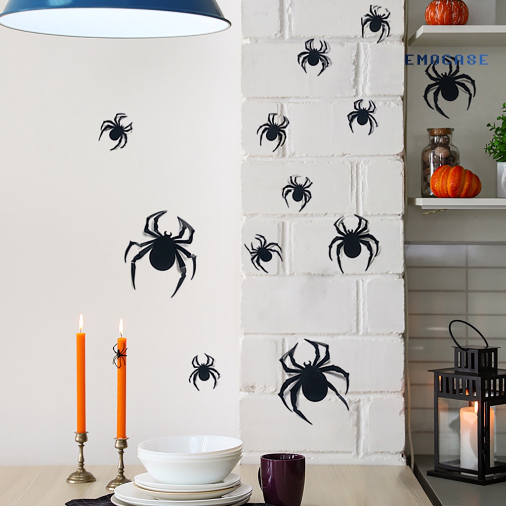 Set 12 Miếng Dán Tường Trang Trí Hình Nhện DIY