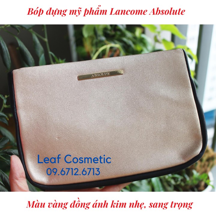 [ Gift Hãng 100% ] Túi / Bóp đựng mỹ phẩm Lancome. Absolute nền trơn