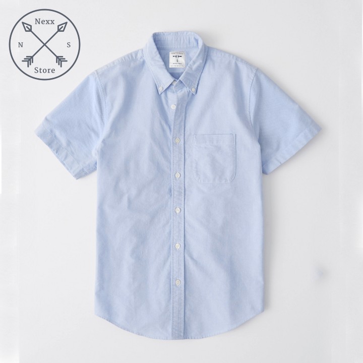 Áo sơ mi nam tay ngắn vải Oxford denim jean trắng cao cấp mềm mịn phù hợp công sở Nexx&Dee 02 | BigBuy360 - bigbuy360.vn