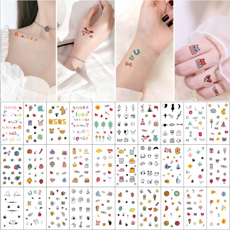 Hình Xăm Dán Tạm Thời Họa Tiết Hoạt Hình Chống Thấm Nước