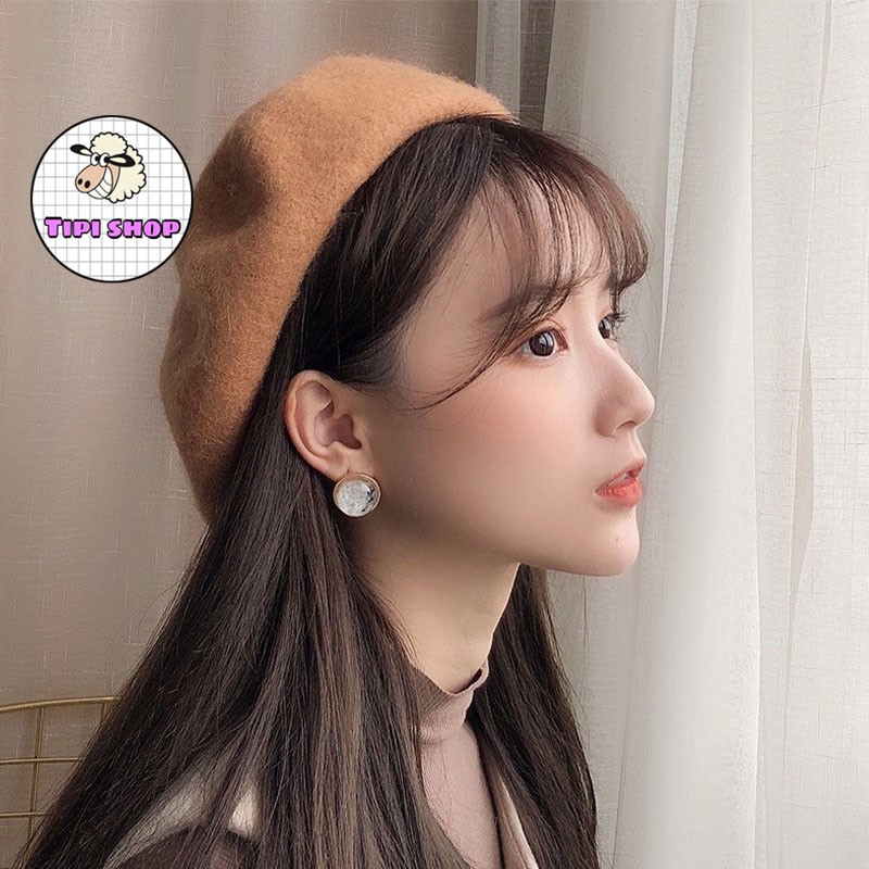 Mũ nồi beret dạ + dây rút ( túi zip )
