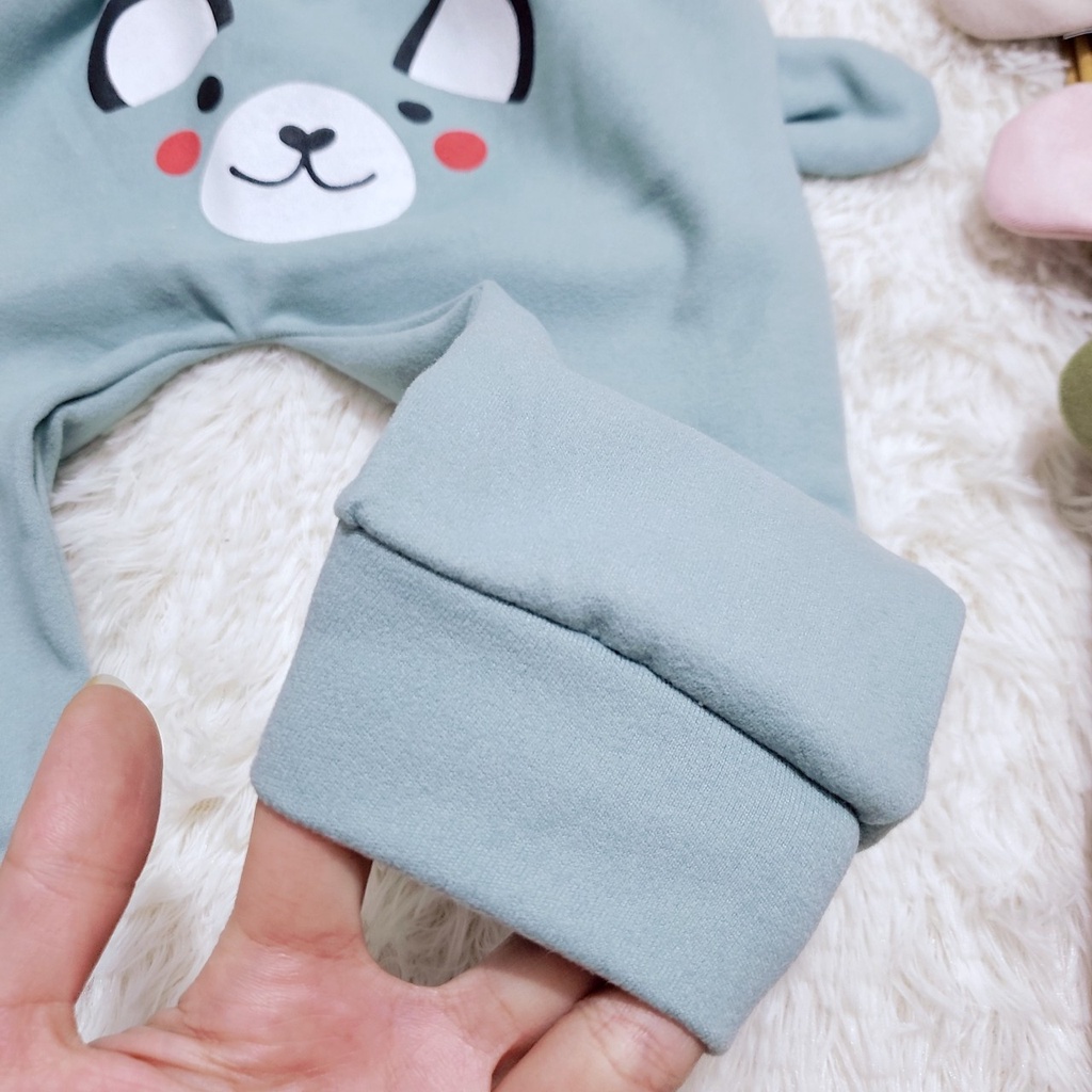 Quần dài vải nhung lông 2 mặt in mông mềm co giãn giữ ấm mùa đông cho bé (7-15kg)