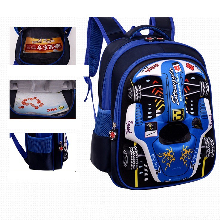 Balo học sinh, Bé Trai Hình OTO 3D size 38 cm BALO-508