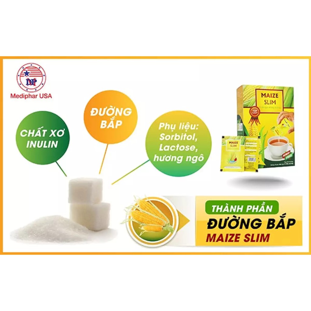 Đường ăn kiêng Maize Slim chiết xuất từ chất xơ và đường bắp - Hộp 50 gói