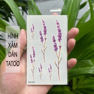 Hình xăm dán hoa diên vĩ lavender h29 e04.Xăm dán tatoo mini tạm thời, size <10x6cm
