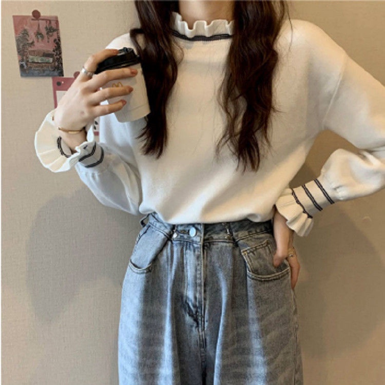 Áo Sweater Dệt Kim Cổ Lọ Dáng Rộng Thời Trang Mùa Đông Cho Nữ