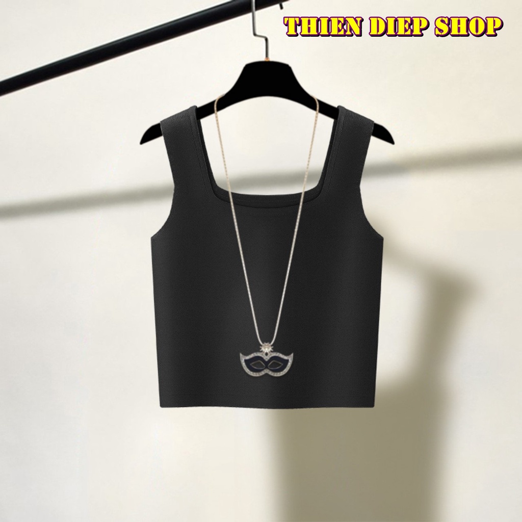 Áo Croptop Hai Dây Bản To Không Tay Sát Nách Cổ Vuông Ôm Body gợi cảm, Áo ba lỗ nữ 2 Dây cổ chữ U