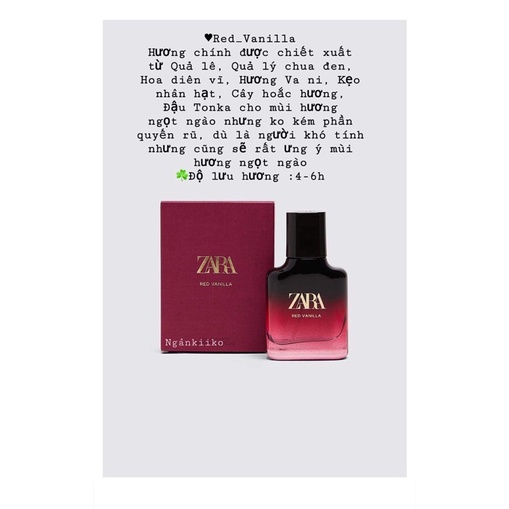 Trả ORDER nước hoa ZARA