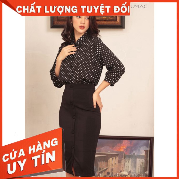 Áo chấm bi tay phồng GUMAC AA469_DEN - Hàng nhập khẩu