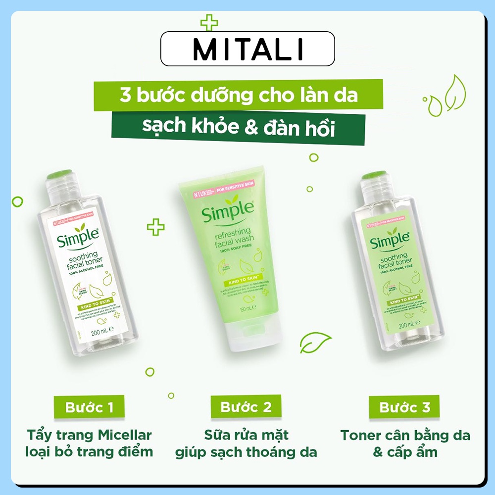 Nước Tẩy Trang Simple Micellar Cleansing Water 200ml , Sạch Sâu Dịu Nhẹ Cho Da Nhạy Cảm MiTaLi | BigBuy360 - bigbuy360.vn