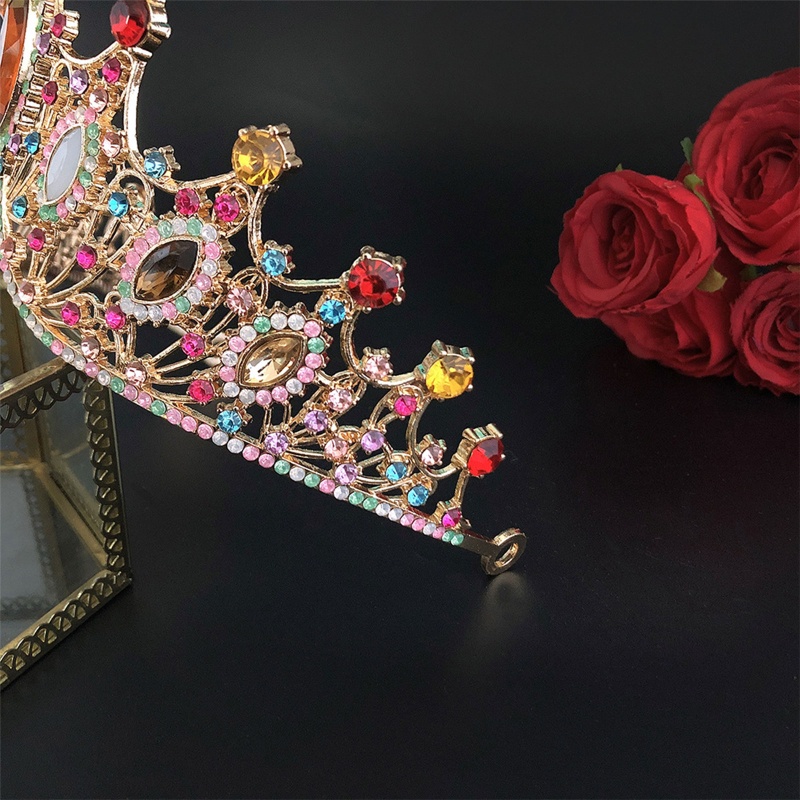 Vương Miện Đính Đá Pha Lê Nhiều Màu Sắc Thời Trang Sang Trọng Cho Cô Dâu