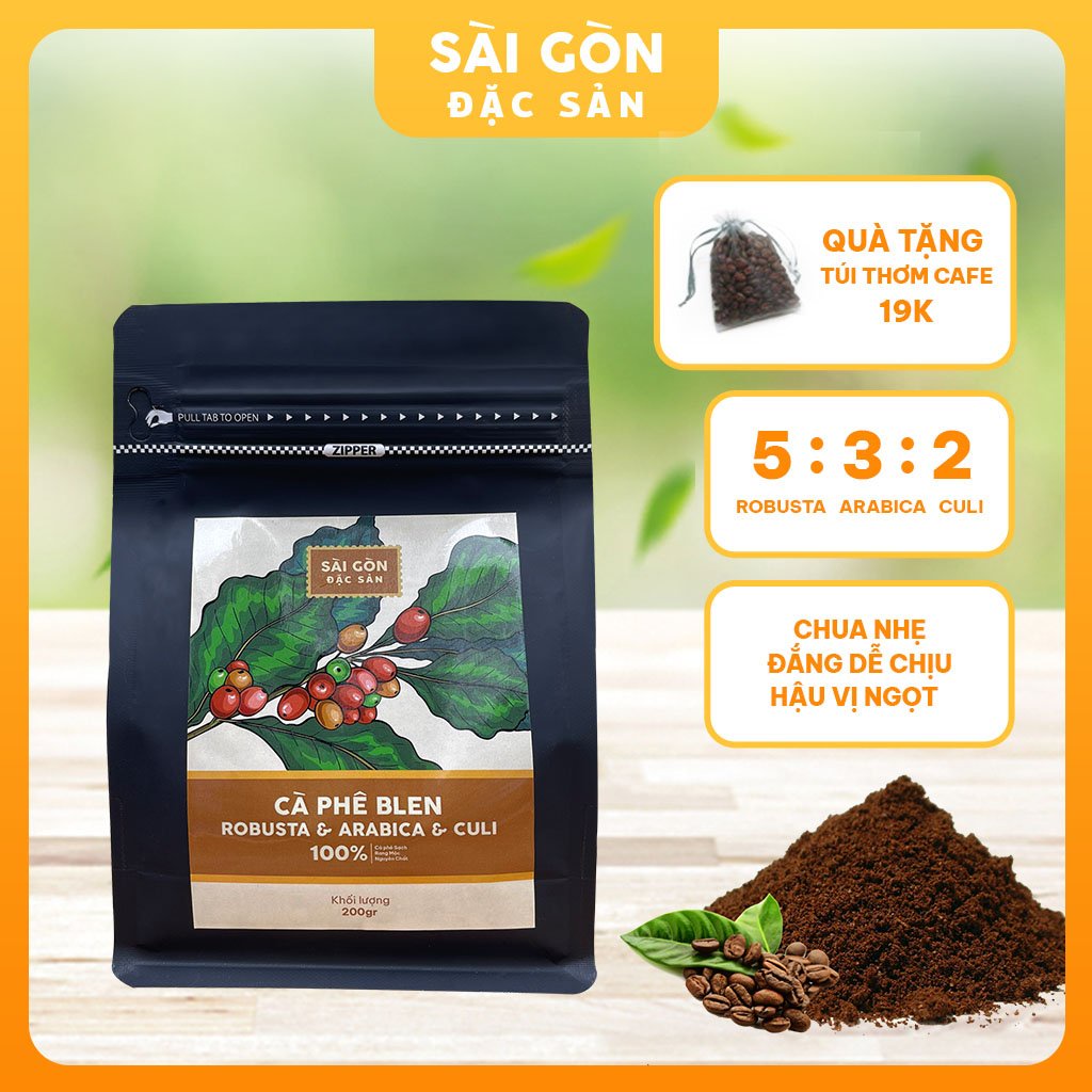 Cà phê nguyên chất rang xay Blend Robusta Arabica Culi vị đậm mạnh, hậu ngọt, chua dịu pha phin pha máy Sài Gòn Đặc Sản