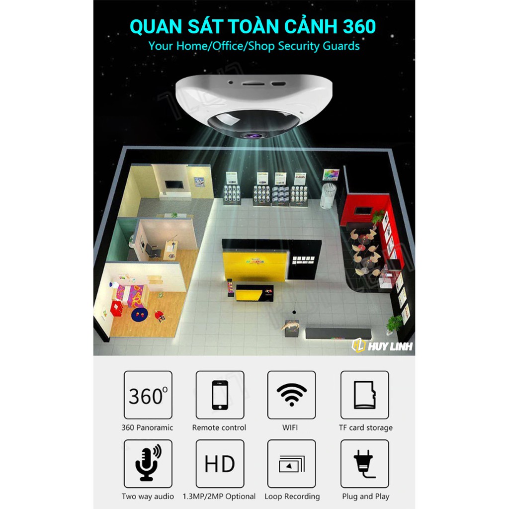 Camera Wifi Ốp Trần 360 Mini Yoosee