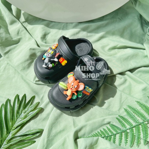PHOM TO Dép Sục Dép Crocs Loại 1 Kèm Bộ Sticker Nổi Tom và Jerry Siêu Đẹp Cho Bé