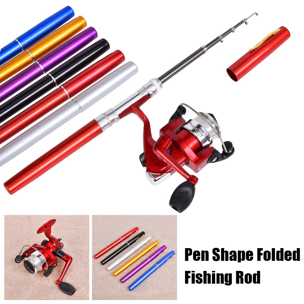 Cần Câu Cá Mini Hình Cây Bút Bỏ Túi Bằng Hợp Kim Nhôm Tiện Dụng