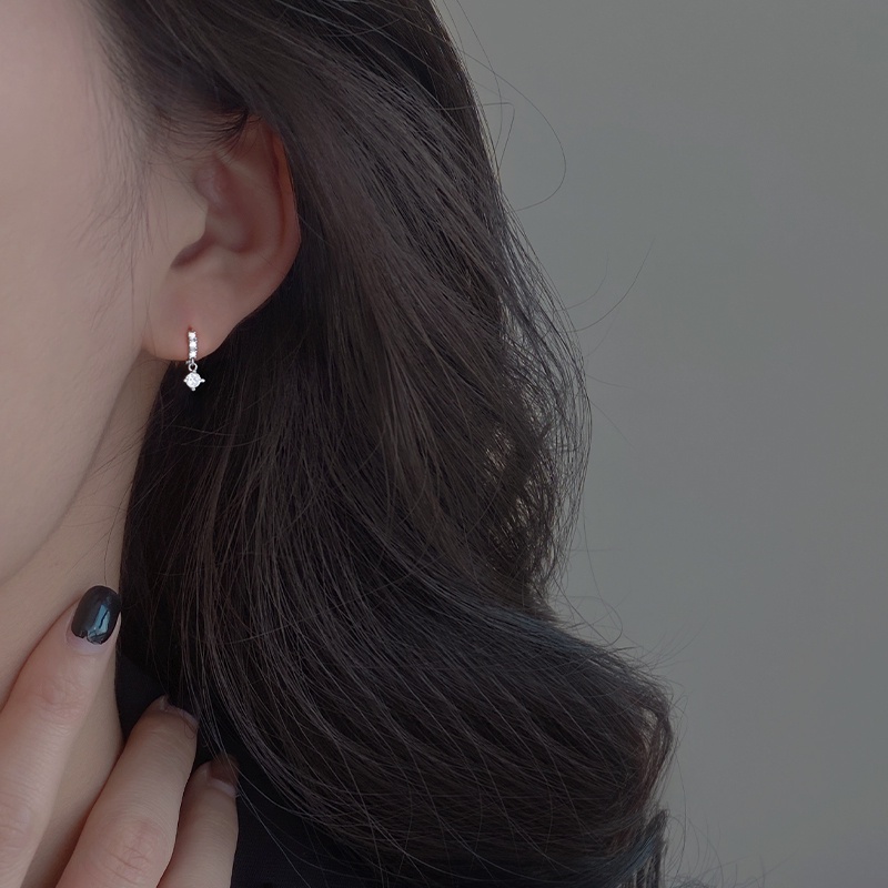 Bông Tai Đính Đá Zircon 19A1615 Phong Cách Hàn Quốc Dễ Phối Đồ