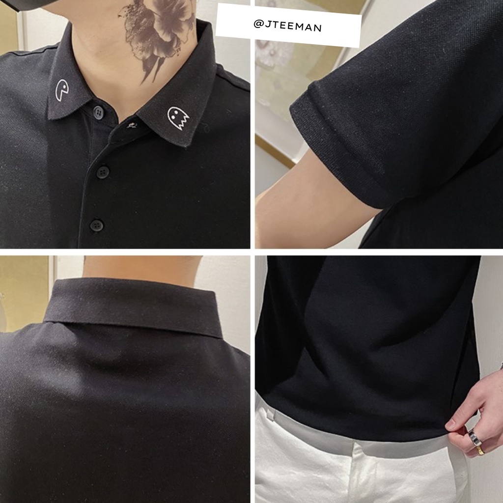 Áo thun POLO nam, áo polo cổ bẻ vải cá sấu chuẩn cotton 2 màu trắng đen, áo phông polo nam phong cách hàn quốc - JT02
