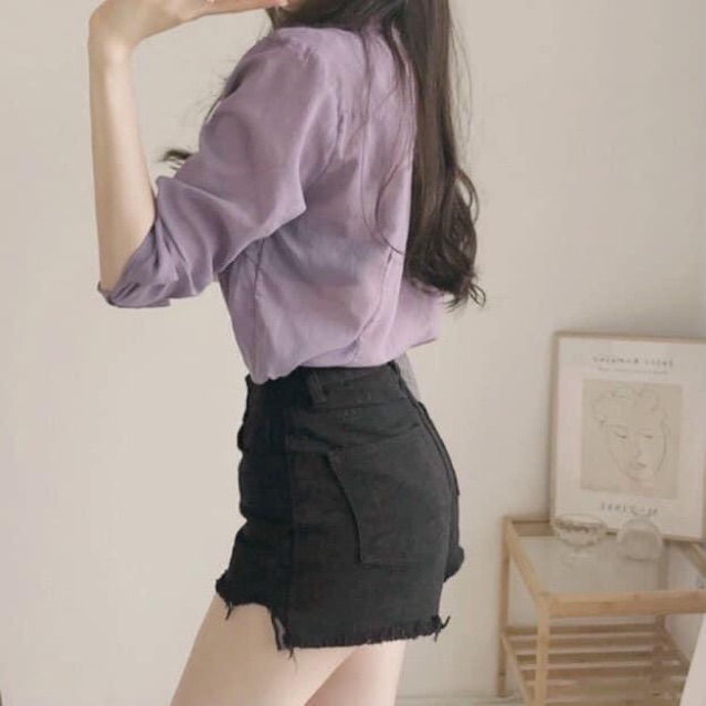 Áo sơ mi voan buộc nơ kèm áo 2s lót trong
