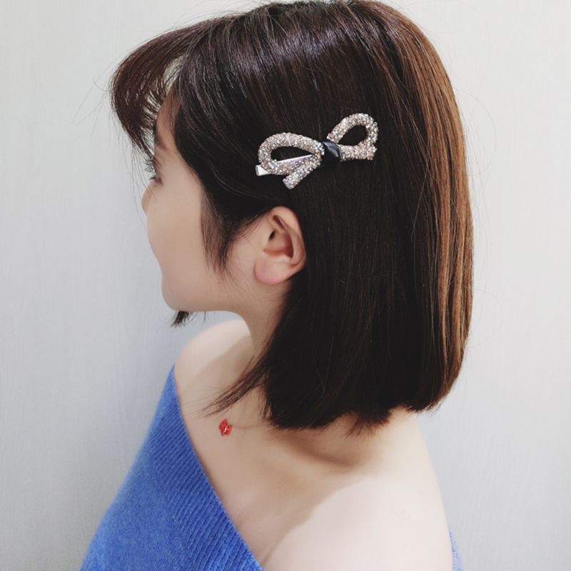 Youyo Kẹp Tóc Hình Nơ Rỗng Đính Đá Lấp Lánh Phong Cách Vintage Cho Nữ Alligat