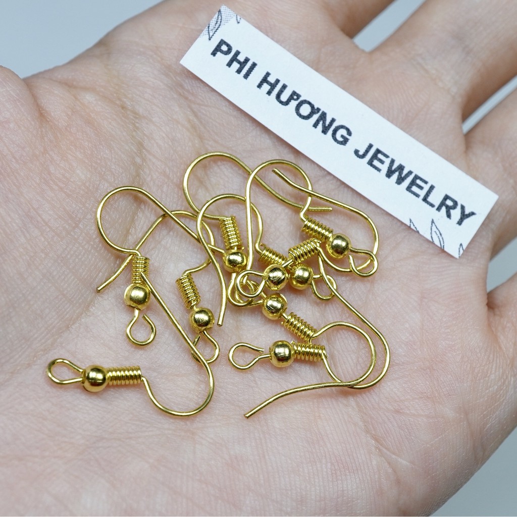 Gói 20 cái móc bông tai móc câu, khuyên tai lò xo, nguyên liệu hoa tai diy