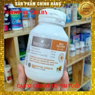 Canxi sữa Bioisland Milk Calcium For Kids 90v, Canxi Sữa Cho Bé 90 viên, Mẫu mới - Chuẩn Air