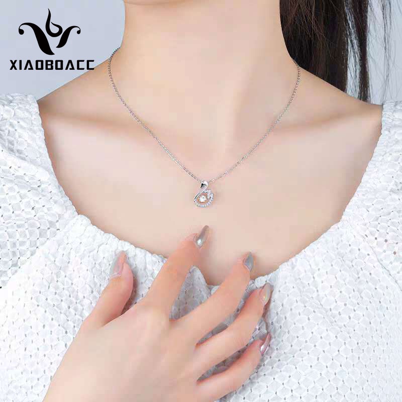 XiaoboACC Dây chuyền bằng thép titan mặt hình thiên nga độc đáo - 40CM+5CM