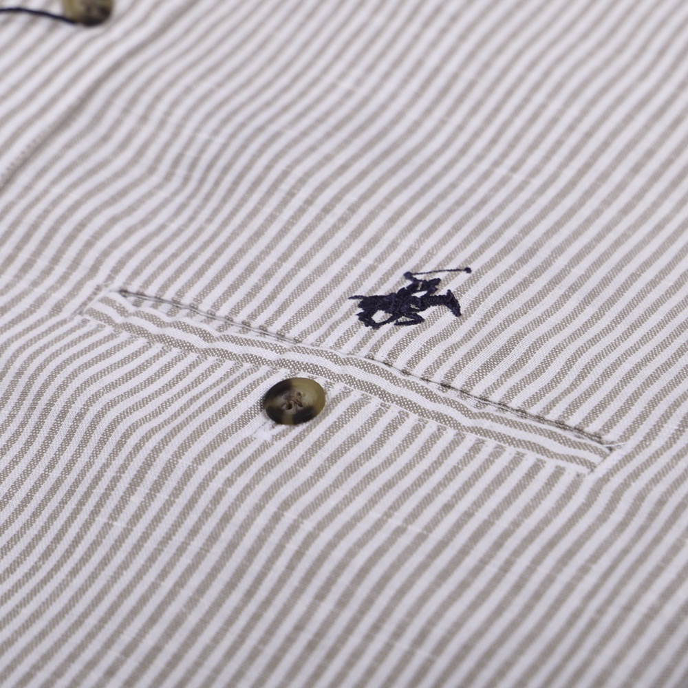 Beverly Hills Polo Club - Áo sơ mi Dài tay Nam Slim Fit Sọc Nâu BS- BHPC CMSSS22TL014