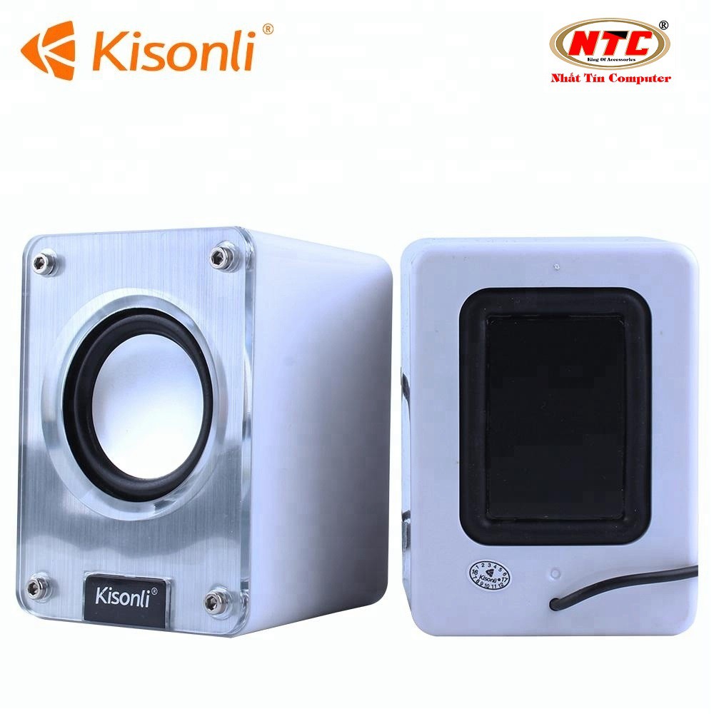 Loa vi tính 2.0 Kisonli K200 thiết kế vuông vức mạnh mẽ (Trắng đen)-