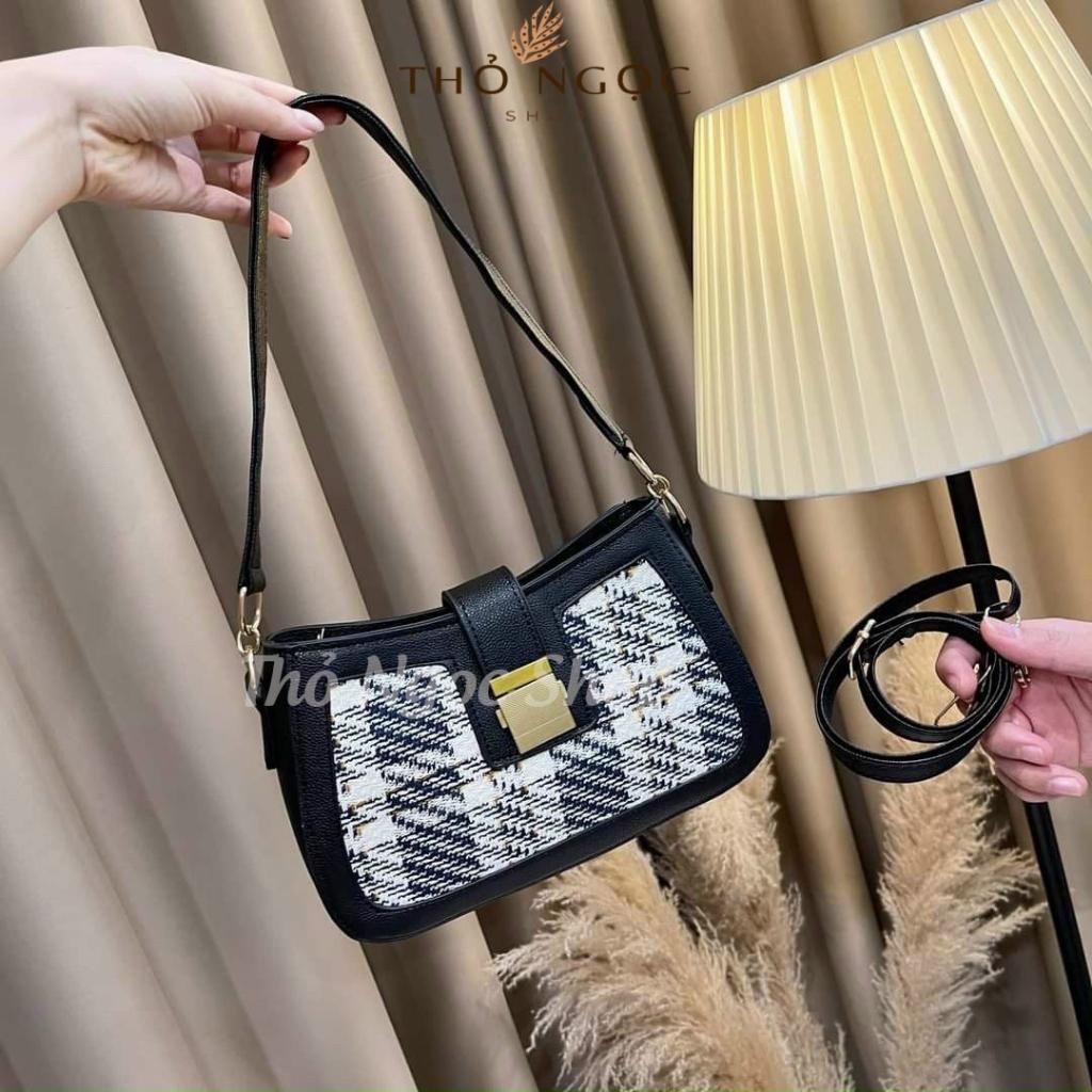 Túi Kẹp Nách Nữ Chất Da Đẹp Khóa Chốt Tặng Kèm Dây Đeo Chéo THONGOCSHOP Kiểu Dáng Cute Size 19