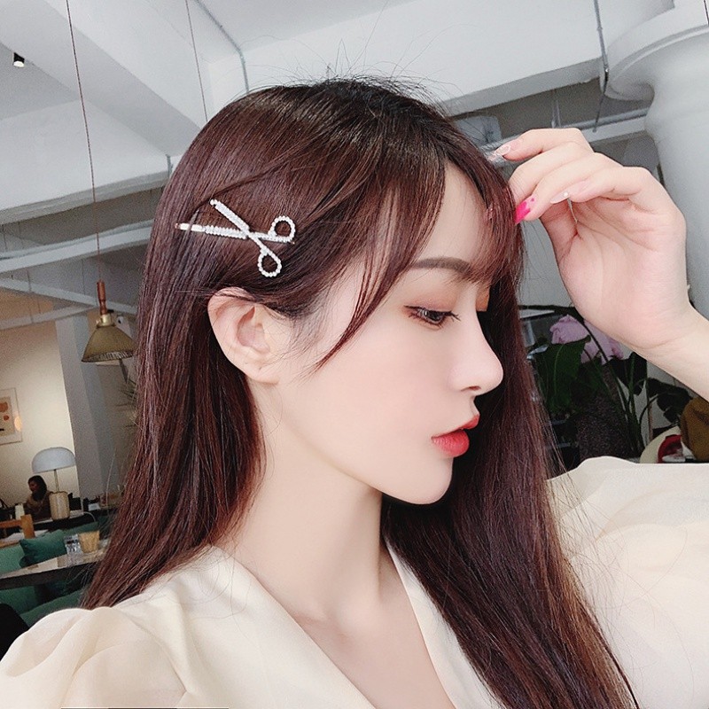 [Mã FAMARAL1 giảm 10K đơn 50K]Kẹp tóc mái Hàn Quốc đính đá nhân tạo lấp lánh đẹp cute hình kéo hot trend ulzzang KC12