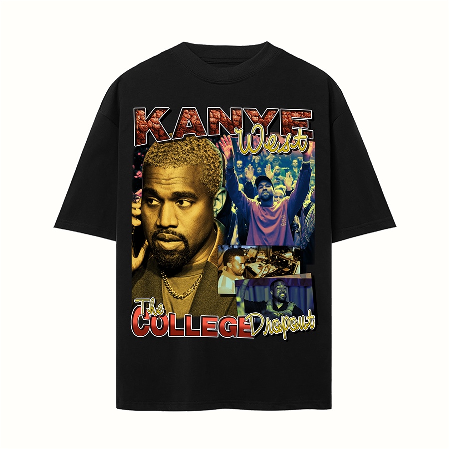 BLANK | Áo Thun KANYE WEST Tay Lỡ Unisex - Đen/Trắng Cổ Tròn
