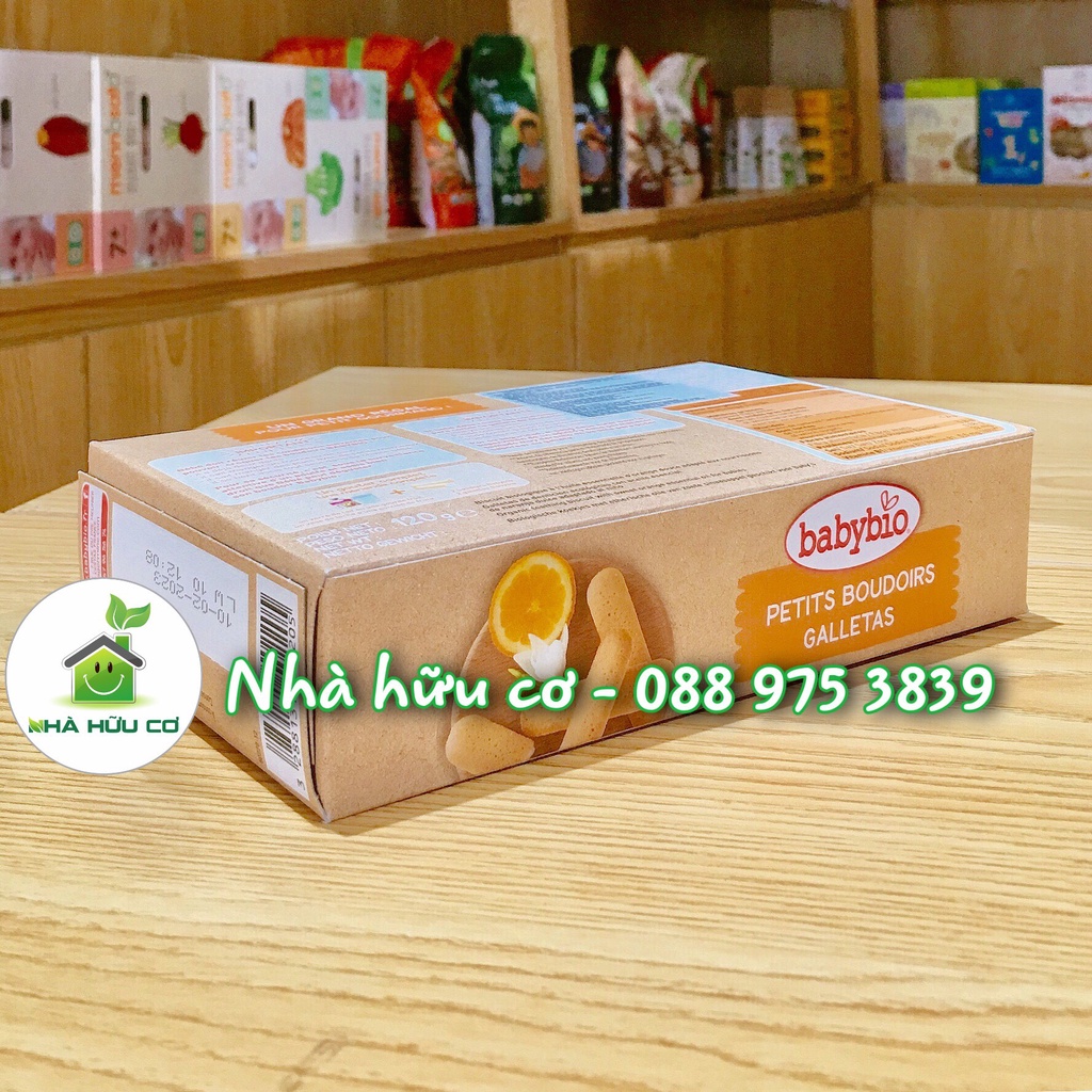 BABYBIO - Bánh ăn dặm hữu cơ cho bé từ 8m vị cam BABYBIO 120g - Date: 10/9/2023 - Nhà hữu cơ