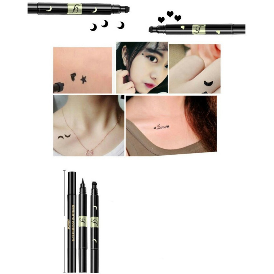 Bút Kẻ Mắt Xăm Hình Ngôi Sao & Trái Tim 2 Đầu