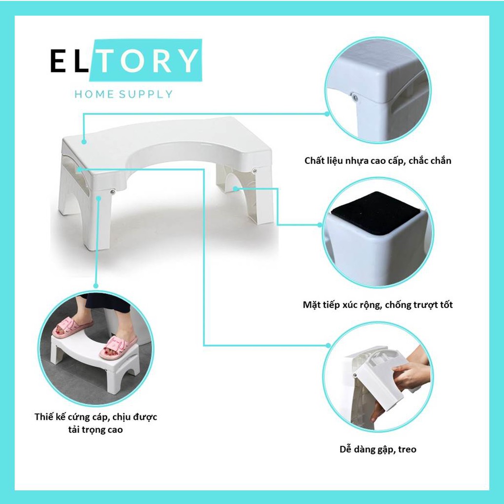 Bục kê chân toilet Eltory (Dạng Treo) - hỗ trợ tư thế vệ sinh, thiết kế hiện đại, giúp phòng chống táo bón, trĩ TS001