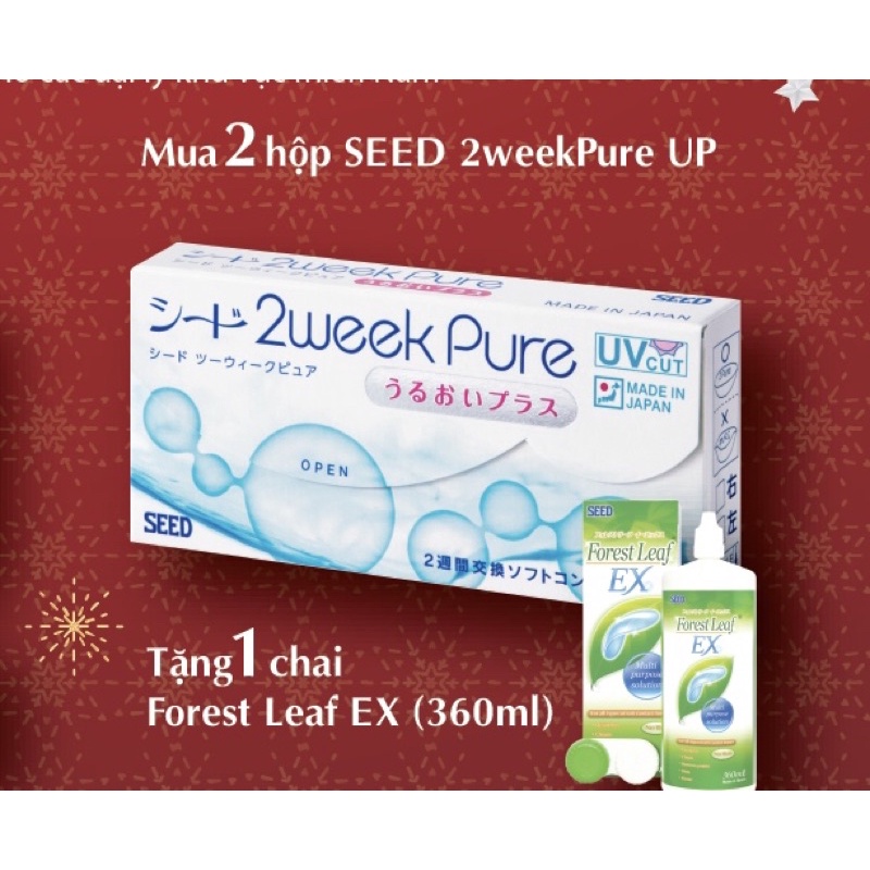 Kính áp tròng SEED 2 tuần không màu 2 Week Pure Up-1 hộp, lens mắt trong suốt có độ cận - Lens Optic