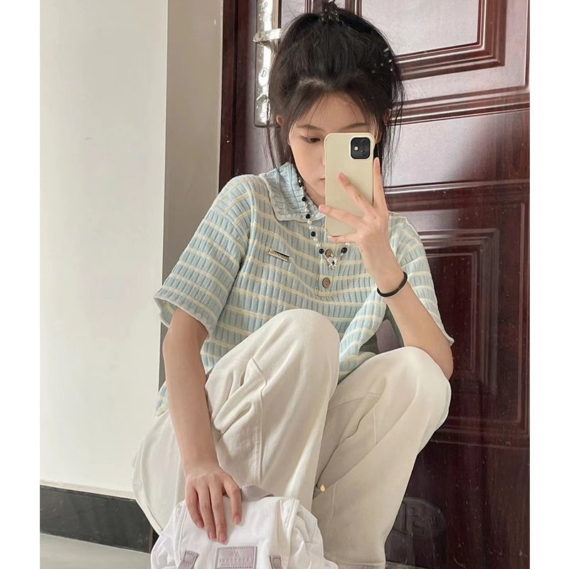 COZOK Áo Thun Dệt Kim Tay Ngắn Cổ polo Trẻ Trung Năng Động