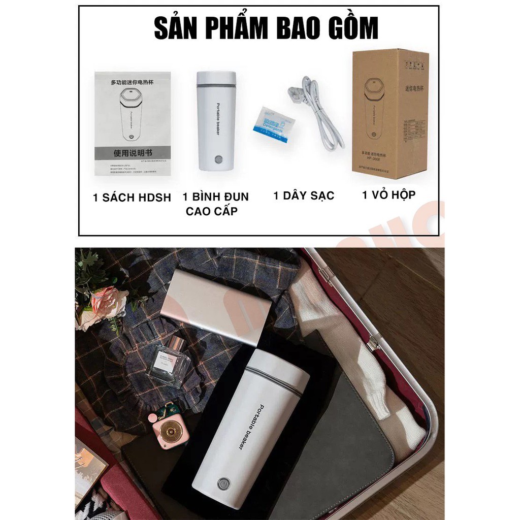 Bình đun nước du dịch Minaho cao cấp siêu tốc - dung tích 450 ml - công suất 300w - Ấm siêu tốc an toàn diện dụng