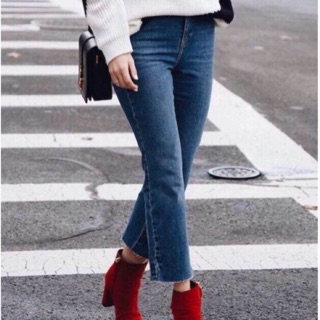 Quần Jeans Nữ Suông 9 Tấc Uni.Qlo Đã Cắt Nhãn Ống Tua - 0620