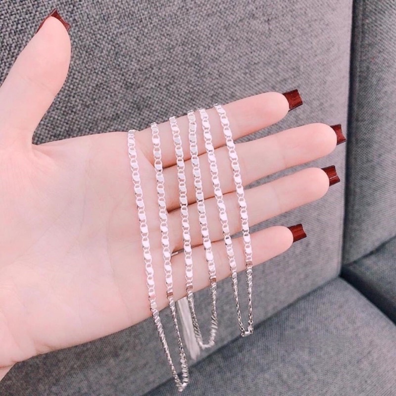 Dây chuyền bẹt phay nhẹ trẻ em, bạc đẹp s999 MAINOMI mã kèm quà tặng dây mè phay chuẩn bạc