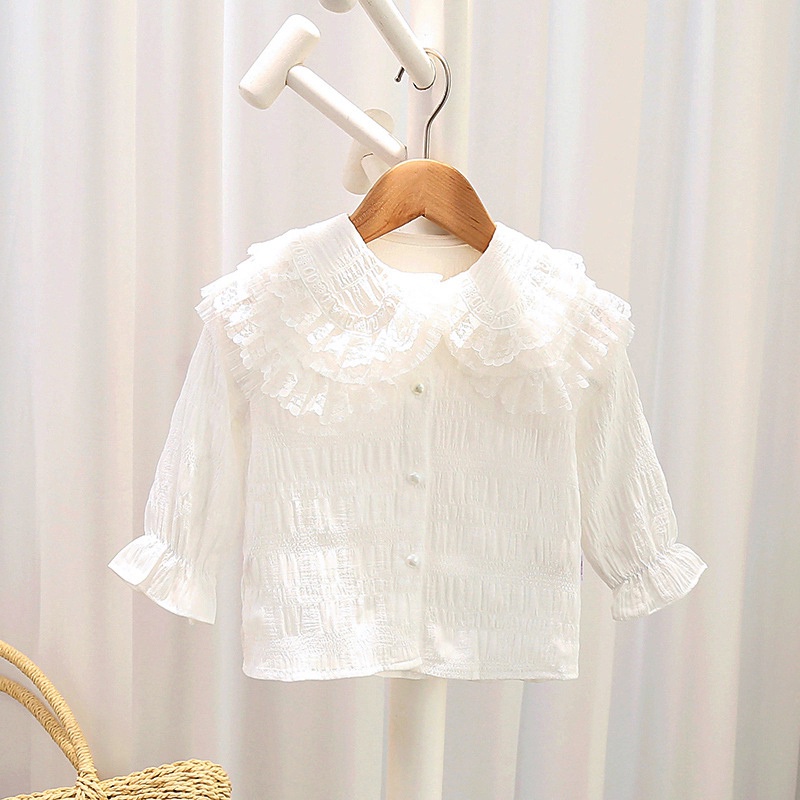 Áo sơ mi tay dài vải cotton mềm mại thoải mái thời trang xuân thu cho bé gái