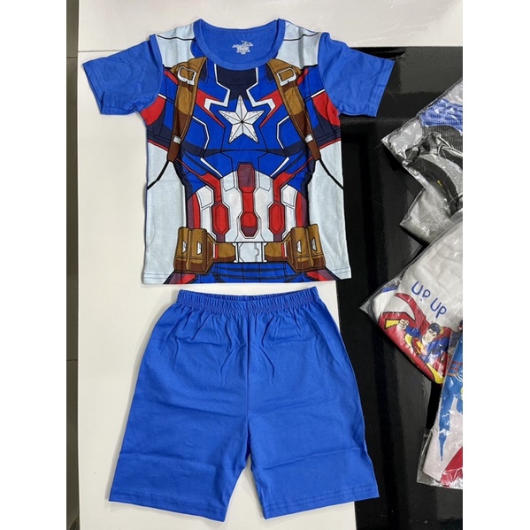 Bộ đồ bé trai 15-25kg thun cotton siêu anh hùng american captain
