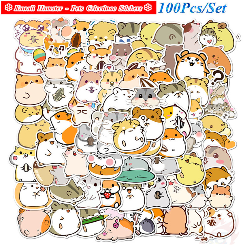 100Pcs/Set ❉ Kawaii Hamster Series A - Pets Cricetinae Stickers ❉ Waterproof DIY Decals Doodle Stickers