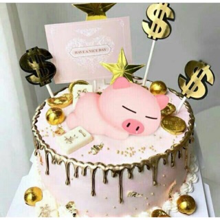 Heo ngủ trang trí bánh sinh nhật