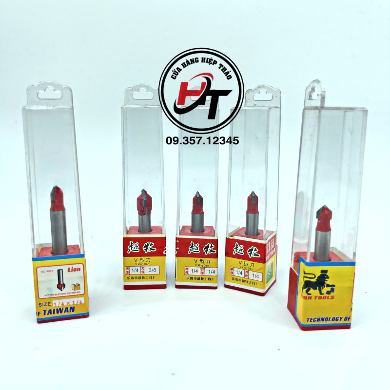 Mũi soi gỗ chữ V mũi phay alu 45 độ cốt 6.35mm lắp máy phay cầm tay MSV-DO-TQ