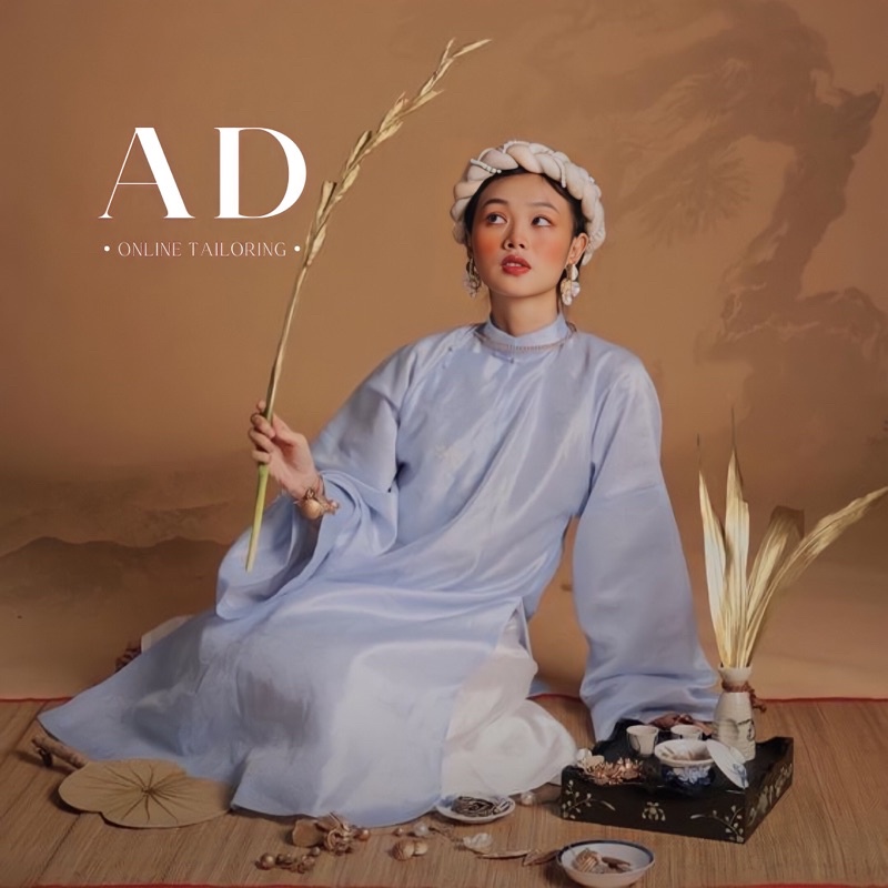 THE AODAI- Áo dài Orchid, áo dài cách tân voan ống rộng xanh pastel thanh lịch