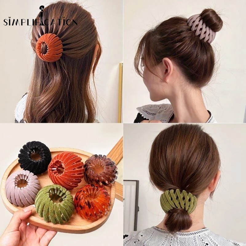 Kẹp Tóc Đính Đá Pha Lê Acrylic Kiểu Tổ Chim Bằng Nhung Thời Trang Thanh Lịch