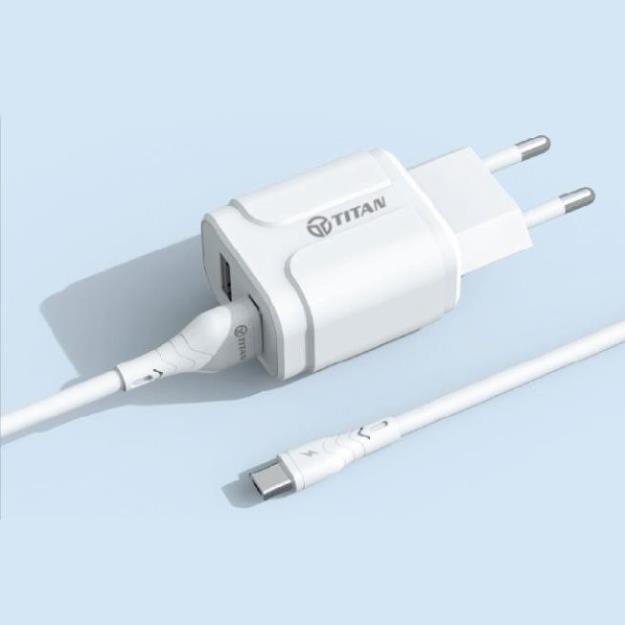 Bộ củ sạc 2 cổng 2A kèm cáp Micro TITAN SM12 - Bảo hành 12 tháng
