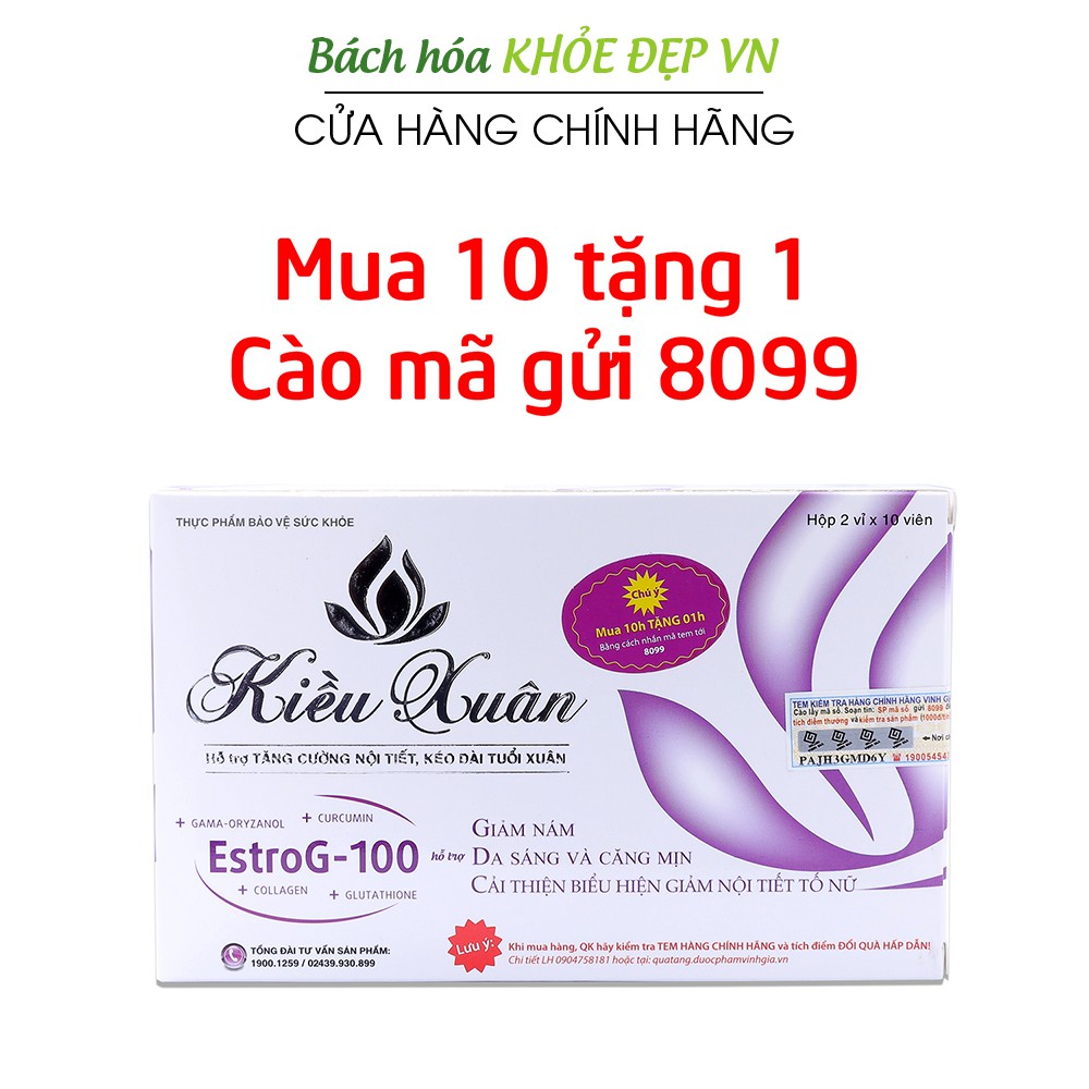 Viên uống đẹp da Kiều Xuân giảm nám sạm da, tăng nội tiết tố nữ - Hộp 20 viên