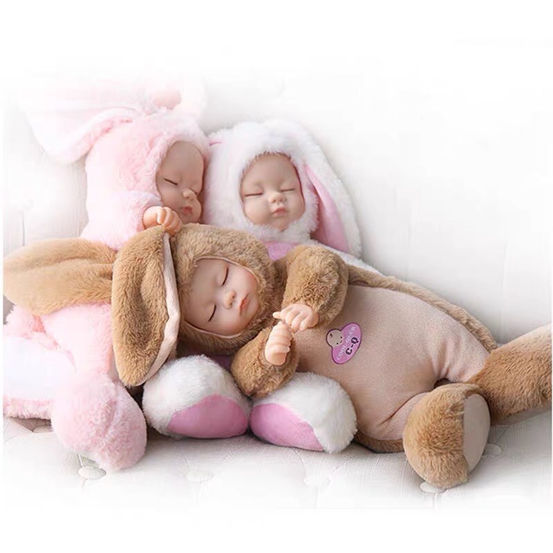 🌸 Búp Bê Em Bé Baby Sơ Sinh Áo Tai Thỏ Nhắm Mắt Ngủ - Có Nhạc 🌸